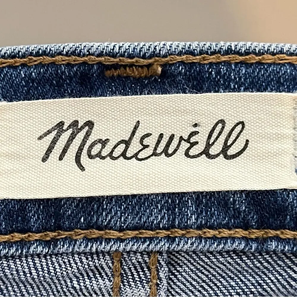 MADEWELL high rise denim shortie cutoff jean shorts size 26 medium wash - Picture 4 of 6